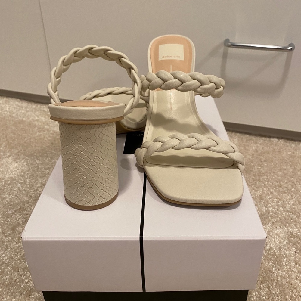 Dolce Vita Nairi Ivory Stella leather braided sandals